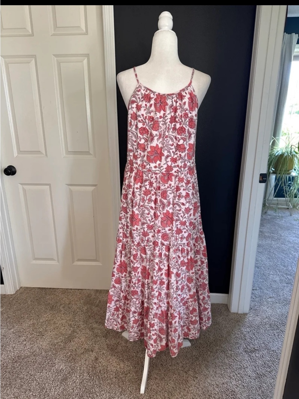 Madison Mathews 100% Cotton Pink Floral Maxi Dress size XS/Small - Picture 6 of 12